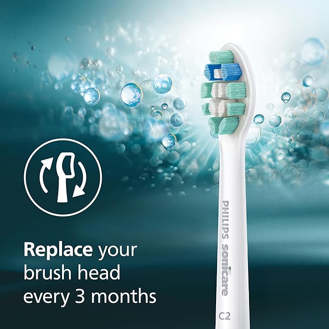 Philips Sonicare C2 Plaque Control - Genuine Replacement Electric Toothbrush Heads White 4 Pack One Year Supply HX9024/65