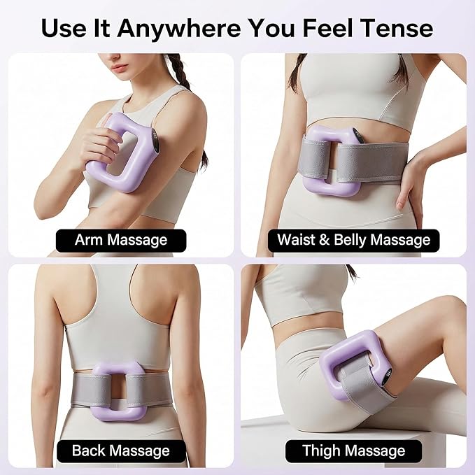 Electric Full-Body Vibration Massager Hands-Free Cordless Design with Adjustable Strap 8 Vibration Modes for Belly Back Legs &amp Waist Includes Sash &amp Scraper
