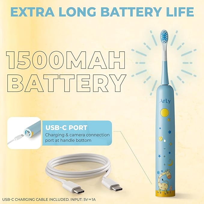 Arly Cam-Brush 2 - Wireless Intraoral Camera &amp Sonic Electric Toothbrush for Kids - Light Blue