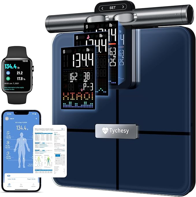 8-Electrode Body Pod Scale Dual-Frequency Smart Scale for BMI &amp Bone Density Professional Body Composition Analyzer with Segmented Analysis with Offline-Mode FSA&ampHSA Eligible