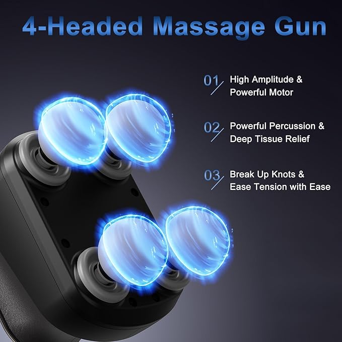4 Head Massage Gun Deep Tissue Mini Percussion Muscle Massage Gun for Pain Relief Portable Electric Muscle Massager with 5 Speeds 3 Attachments USB Rechargeable - Ideal Gift for Men &amp Women