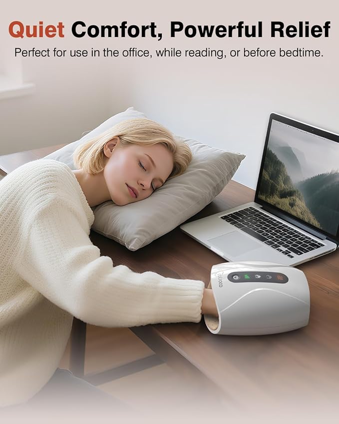 cotsoco Hand Massager Cordless Electric Hand Massager for Arthritis and Carpal Tunnel 6 Levels Therapy Massager with Heat and Compression Birthday Gifts for Women Husband Gifts for Men Women