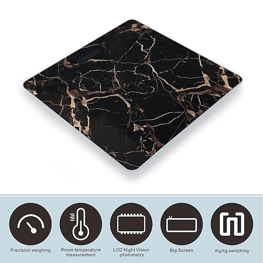 Black Gold Marble Bathroom Scale Ultra-Bright Liquid Crystal Screen Weight Scale Accurate Bathroom Body Scales for Body Weight Bathroom Pet Home Bedroom Gift-Giving