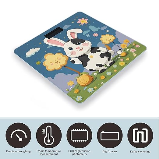 Cartoon Cute Bunny Smart Scale for Body Weight Accurate Bathroom Scale with LED Display Digital Weight Scales Weighing Machine High Precision Scales for Bath Home