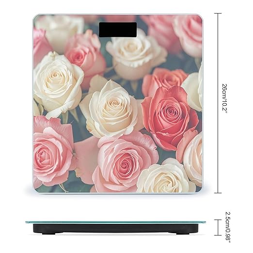 Soft Color Roses Smart Scale for Body Weight Accurate Bathroom Scale with LED Display Digital Weight Scales Weighing Machine High Precision Scales for Bath Home