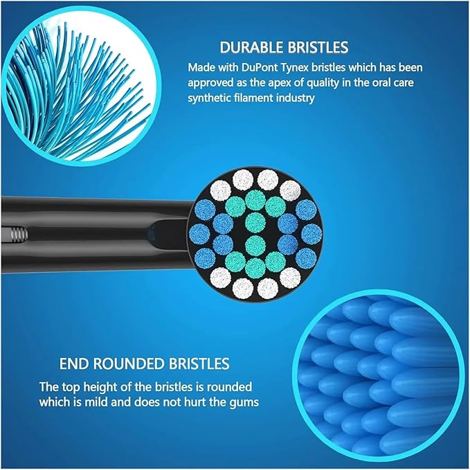 Replacement Toothbrush Heads Compatible ForOral B Compatible For Braun Professional Electric Brush Heads 1000 1500 3000 6000 7000 7500 8000(16 W heads and 4caps)