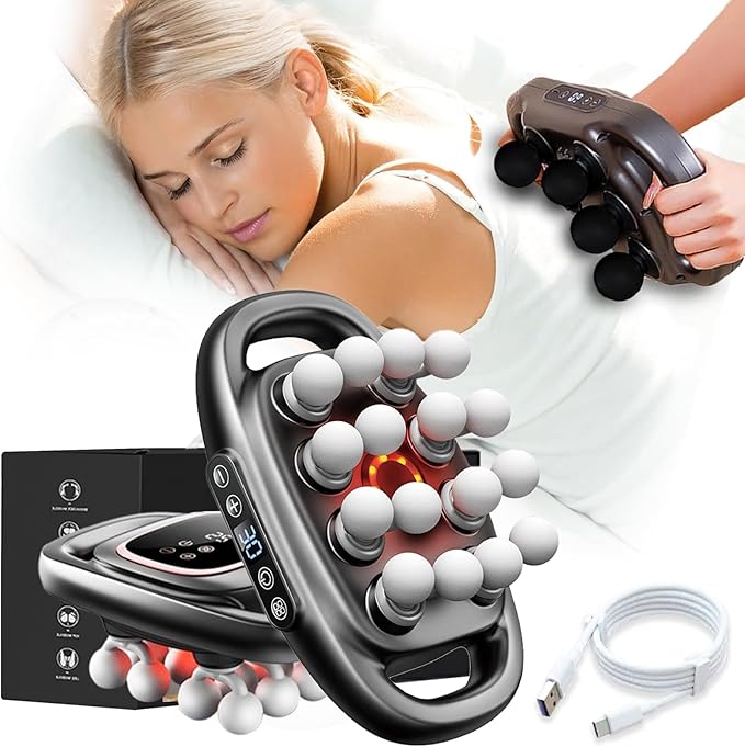 16-Head Massage Gun Deep Tissue Back Massager Gun for Pain Relief Deep Tissue with 9 Massage Modes &amp 30 Speeds Percussion Electric Massage Tool for Back Shoulders Legs Foot Body Muscle