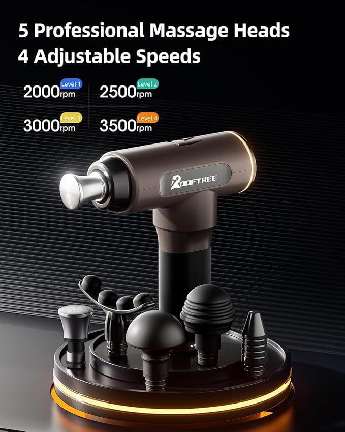 Deep Tissue Percussion Massage Gun for Muscle Pain Relief Electric Back Massager with High-Powered Brushless Motor 60lbs Stall Force for Professional AthletesPortable for Home Gym TravelGreyF1