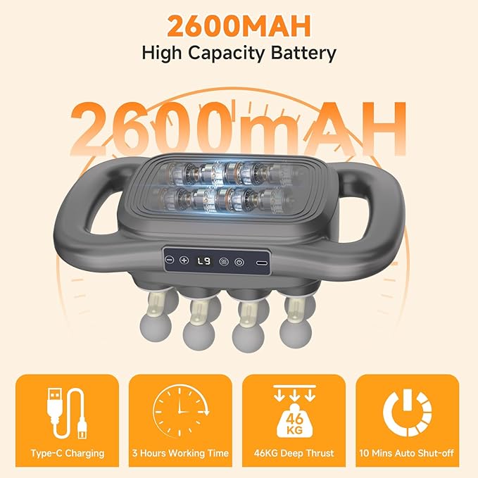 Karrong 16 Head Massage Gun Deep Tissue Electric Back Massager Tool Cordless Neck/Shoulder/Leg/Foot/Arm/Body Massager for Pain Relief 9 Levels &amp 9 Modes Gifts for Men/Women/Mom/Dad
