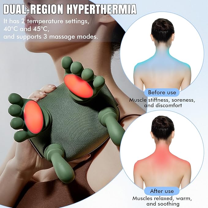 Neck Massager with Heat for Pain Relief Deep Tissue Shiatsu-Style Shoulder Back Massager Cordless Hands-Free Electric Massager 2026 Gifts for Women Men