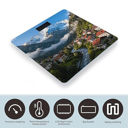 Chamonix Smart Scale for Body Weight Digital Bathroom Scale Toughened Glass Weight Scale with Large LCD Backlight Display High Precision Scales Weighing Machine