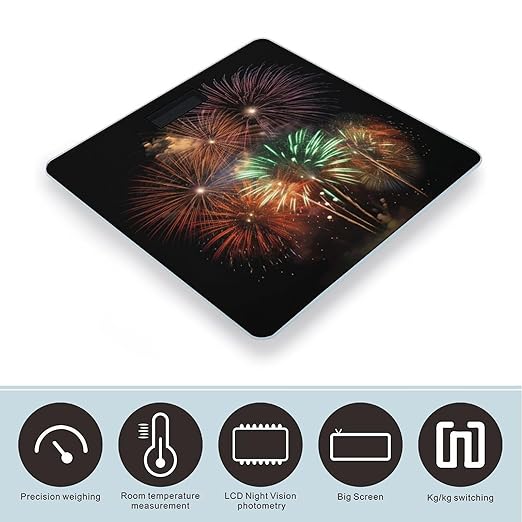 Splendid Fireworks Scale for Body Weight Precision Bathroom Weighing Scales with Back Lit LCD Display Sturdy Tempered Glass Body Weight Scales Digital Bathroom Scale 400lb