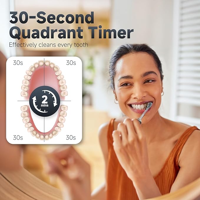 New Wave Oscillating Electric Toothbrush Vibrating Wave Oral Brush IPX7 Waterproof Type-C Gifts for Adults and Kids Includes 3 Brush Heads and Wall Mount Bracket Black