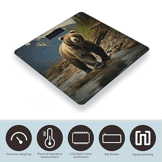 Brown Bear Bathroom Scale for Body Weight Bathroom Digital Electronic Weighing Scale with Back Lit LED Display Sturdy Tempered Glass Weight Watchers Scales 400lb