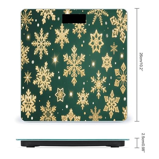 Christmas Snowflakes Background Weight Scale Large Digital Bathroom Scales with Bright LED Display Non Slip Digital Scale and Step On Fashion Weighing Machine for Body