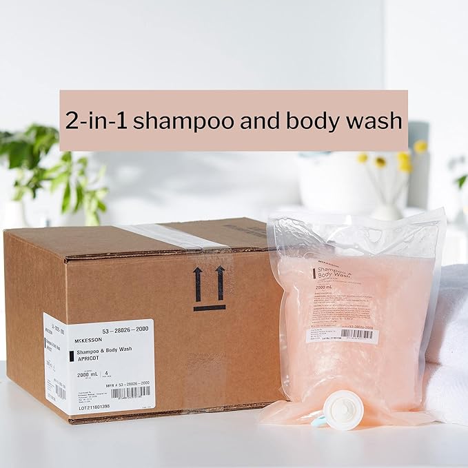 McKesson Body Wash and Shampoo Refill Bag Apricot Scent 2000 mL 4 Count