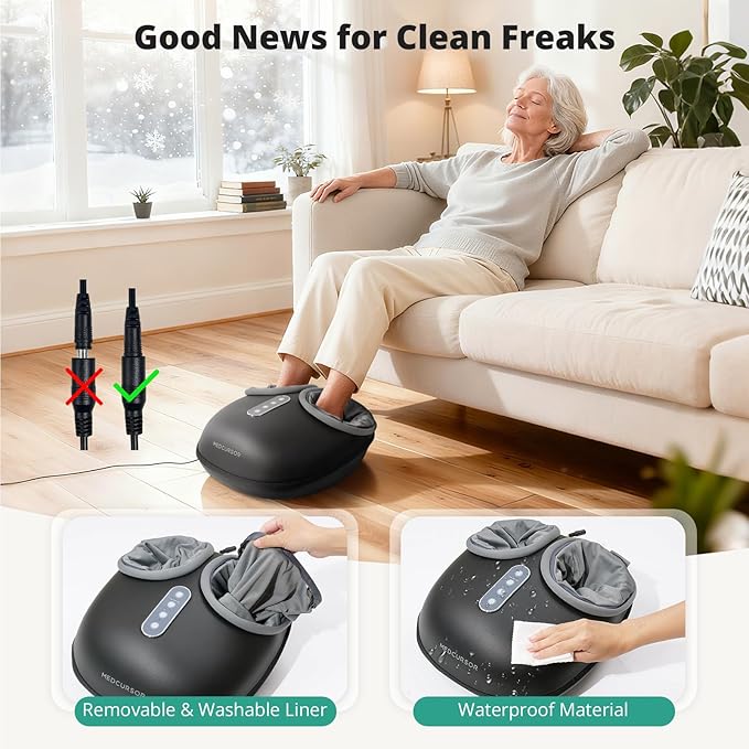 Medcursor Foot Massager with Heat - Shiatsu Feet Massage Machine Delivers Relief for Tired Muscles &amp Plantar Deep Kneading Therapy Multi-Level Settings for Home Office Use Size up to 13