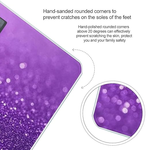 Women's Fashion Automatic Switch Digital Bathroom Weighing Scale Smart Scale Purple Glitter Sparkle Pattern