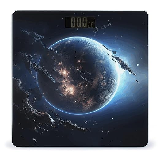 Earth and Moon Digital Bathroom Scale for Body Weight Weighing Scale with Backlit LCD Display High Precision Measurements &amp Measures Weight Up to 180kg