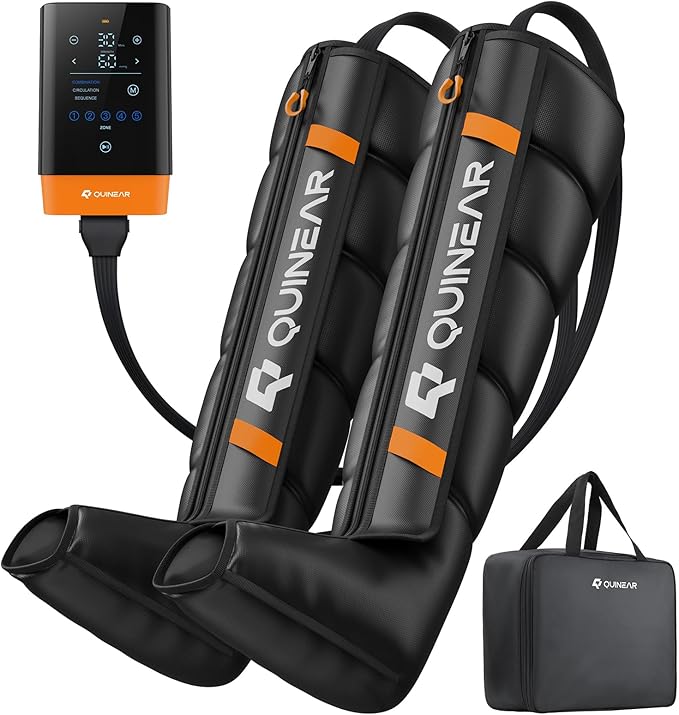 QUINEAR Cordless Leg Recovery System with 5-Zone Air Compression Leg Massager for Circulation with 11 Levels &amp 3 Modes Compression Boots for Athletes Officer Elderly(Large)