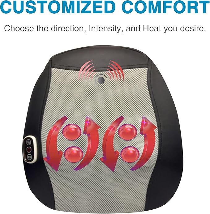 Shiatsu Massage Pad with Heat - Deep Kneading Back &amp Neck Massager Cushion for Pain Relief - Transform Any Chair into a Personal Massage Therapist
