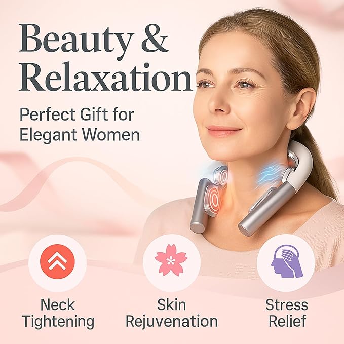 Premium Neck Massager with Heat – Luxury Relaxation Device for Stress Relief at Home Office &amp Travel