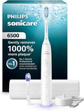 Philips Sonicare 6500 Series Electric Toothbrush - Next-Generation Sonicare Technology Pressure Sensor 9 Brushing Settings SmarTimer BrushPacer 21-Day Runtime Travel Case White HX7410/10