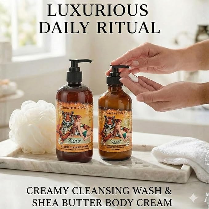 Barefoot Venus Creamy Cleansing Wash and Body Cream Bundle (Apricot Brandy)