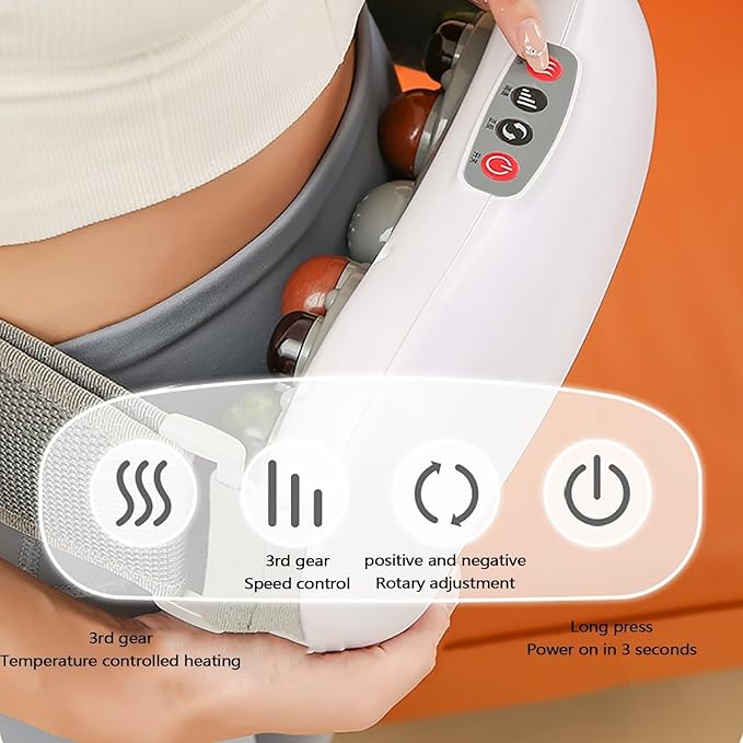 Tummy Kneading Instrument Electric Abdominal Massager 45°C Belly Hot Compress 12 Bianstones Assist Deep Massage for Abdominal Back Neck Legs