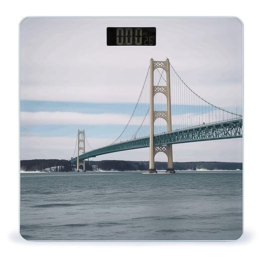 Mackinac Suspension BridgeScale for Body Weight with LCD High Precision Weighing Scales Fashion Sturdy Tempered Glass Weight Scales Easy-to-Read Digital Bathroom Scale for Daily 400lb