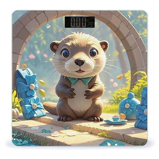 Cute Otter Scale for Body Weight Accurate Digital Bathroom Scale Toughened Glass High Precision Scales Smart Weight Scales with Large LCD Backlight Display Weighing Machine