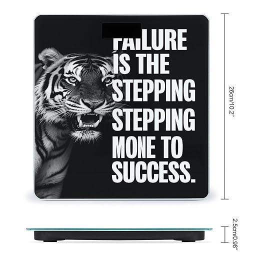Wildlife Tiger Motivational Quotes Weight Scale Large Digital Bathroom Scales with Bright LED Display Non Slip Digital Scale and Step On Fashion Weighing Machine for Body