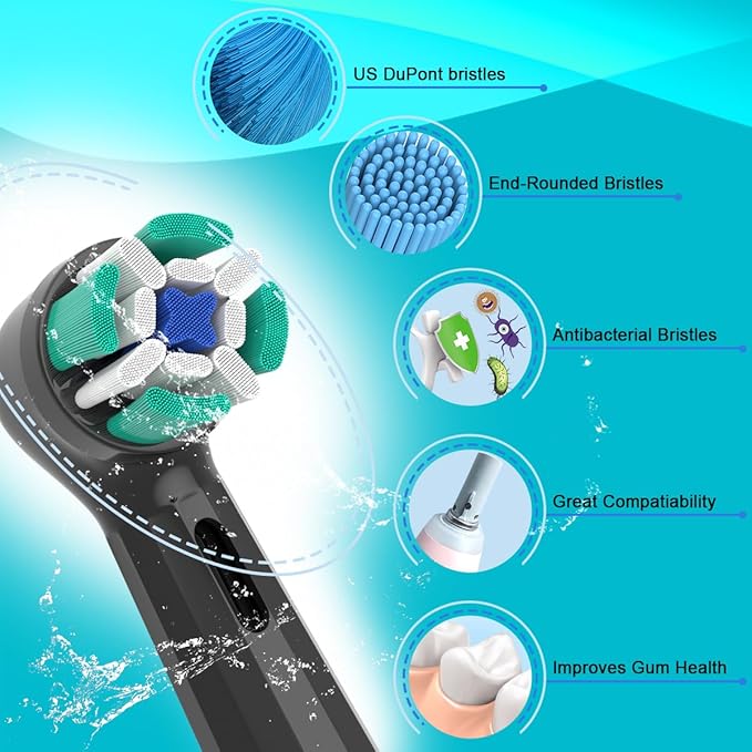 Replacement Heads Compatible with Oral B iO Electric Toothbrush Soft Toothbrush Heads Fit for Oral-B iO 2/3/4/5/6/7/8/9/10 Series with Covers Black 8pcs