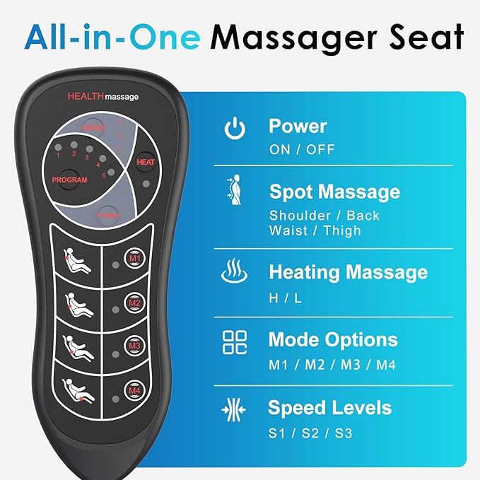 Back Massager with Soft Plush Fabric Cover Massage Seat Cushion with 8 Vibration Motors &amp 2 Heating Levels Chair Massager for Recliner Office Chair Sofa Use Gifts for Dad Mom