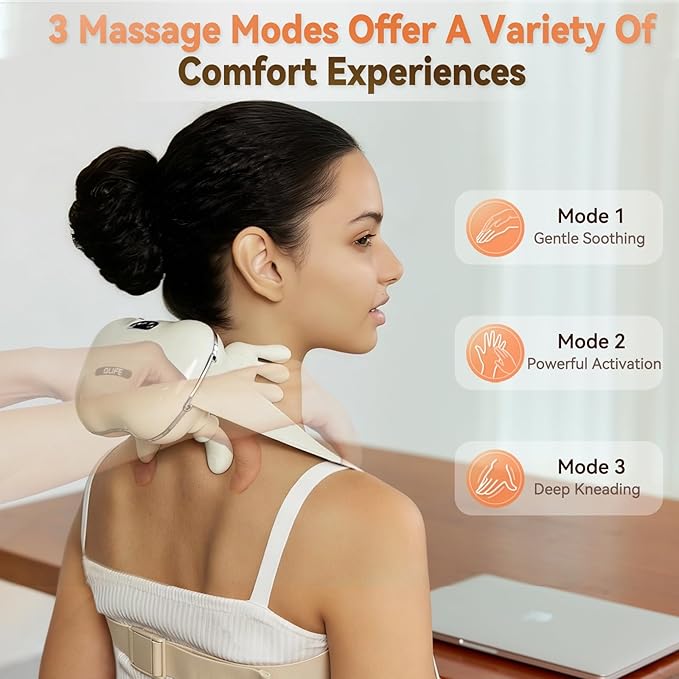 QLIFE Neck Massager with Heat Neck and Shoulder Massager Cordless Neck Massager with Fingers Neck Massager for Pain Relief Deep Tissue - 2026 New for Home Office Travel