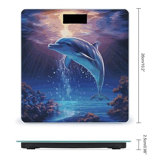 Ocean Dolphin Scale for Body Weight Anti-Slip Digital Bathroom Scale Sturdy Toughened Glass Weighing Scales High Precision Safe Rounded Corners Smart Scales