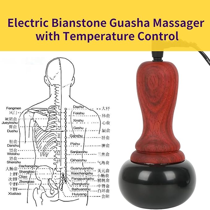 Hot Stones for Massage Electric Body Massager with Temperature Control Natural Bian Stone Gua Sha Scraping Massager for Home SPA Relaxation Treatment Pain Relief