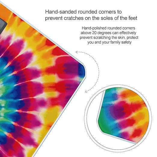 Tie Dye Pattern Scale with LCD Precision Weighing Scales Sturdy Tempered Glass Weight Scales Easy-to-Read Anti-Slip Weight Digital Bathroom Scale for Daily