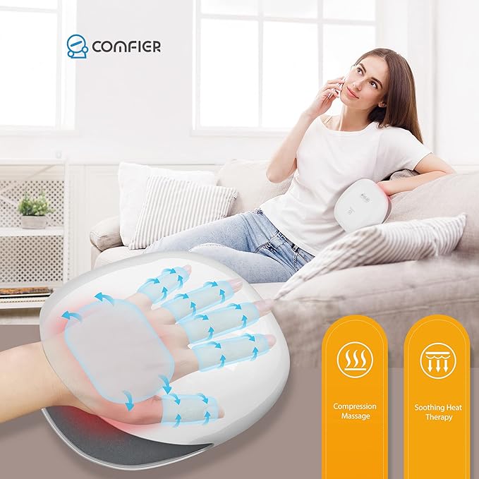 COMFIER Hand Massager for Arthritis and Carpal TunnelWireless Hand Massager with Heat &amp Compression3 Levels HeatingRechargeable Massager Machine Gifts for Women