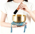 Large Tibetan Singing Bowl Set - 6 Handcrafted Meditation Sound Bowl for Yoga Mindfulness Chakra Healing &amp Stress Relief | Complete Kit with Cushion &amp Mallet | Spiritual Gifts for Beginners