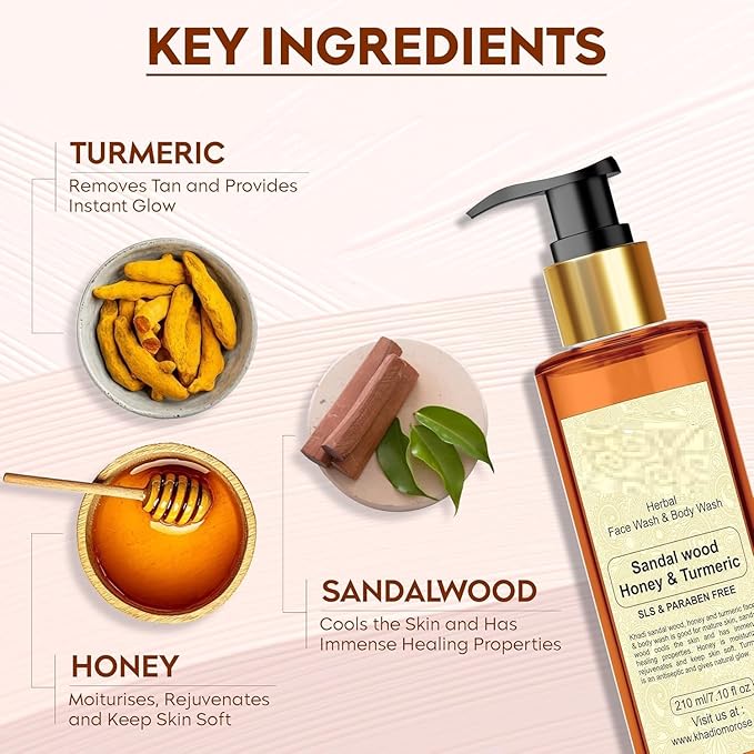 Sandalwood Honey Turmeric Face &amp Body wash-210 ml