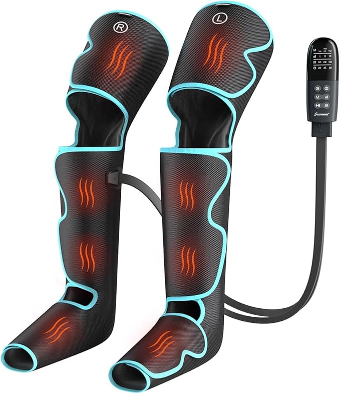 SLOTHMORE Leg Massager with Heat and Air Compression Foot Calf &amp Thigh Massage for Circulation and Pain Relief Sequential Compression Device for Swollen Legs 3 Intensities 6 Modes