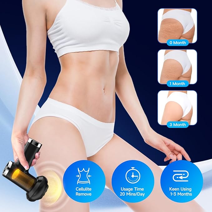 Anti Cellulite Massage Tool Body Sculpting Machine for Women Lymphatic Drainage Device with Lipo Roller Handheld Home Use for Belly Fat Stomach Thighs &amp Buttocks Sculpting (Black)