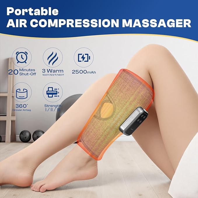 Calf Massager Cordless Leg Massager for Relaxation 3 Intensities 3 Modes Gift for Men Women at Home Office Gym (2 Piece)