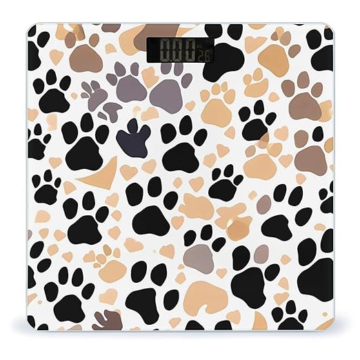 Cute Dog Paw Prints Scale for Body Weight Sturdy Tempered Glass Weighing Scales with LCD Display Accurate Digital Bathroom Scale Convenient Body Fat Smart Scales Easy Read