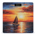 Sunset Sailboat Scale for Body Weight Anti-Slip Tempered Glass Digital Bathroom Scales Clear LCD Display Weighing Scale Safe Rounded Corners Smart Scales