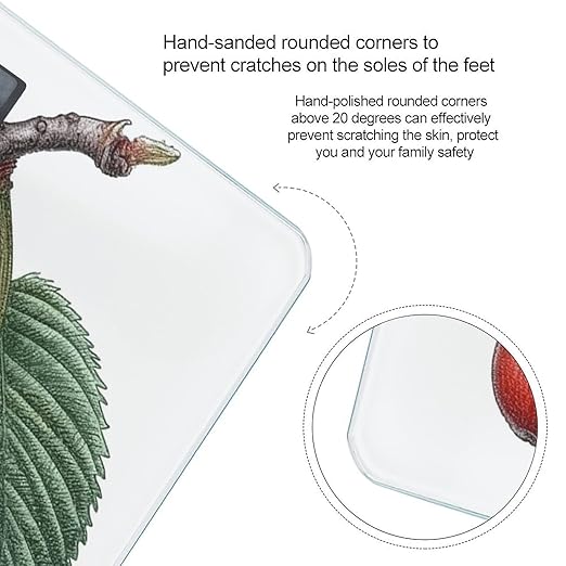 Cherry on Branch Scale for Body Weight Anti-Slip Tempered Glass Digital Bathroom Scales Clear LCD Display Weighing Scale Safe Rounded Corners Smart Scales