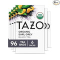 TAZO Organic Earl Grey for Health and Wellness High Caffeine and Bold Flavor 16 Count (Pack of 6)