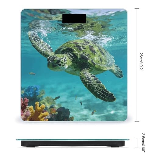 Sea Turtle Smart Scale for Body Weight Digital Bathroom Scale Toughened Glass Weight Scale with Large LCD Backlight Display High Precision Scales Weighing Machine