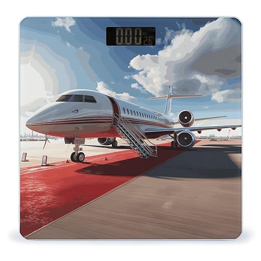 Red Carpet Airplane Bathroom Scale Ultra-Bright Liquid Crystal Screen Weight Scale Accurate Bathroom Body Scales for Body Weight Bathroom Pet Home Bedroom Gift-Giving